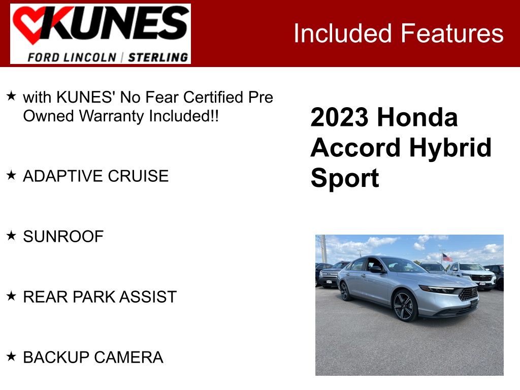 Used 2023 Honda Accord Hybrid Sport with VIN 1HGCY2F58PA015338 for sale in Sterling, IL