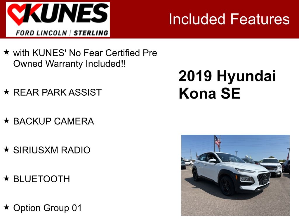 Used 2019 Hyundai Kona SE with VIN KM8K12AA7KU237746 for sale in Sterling, IL