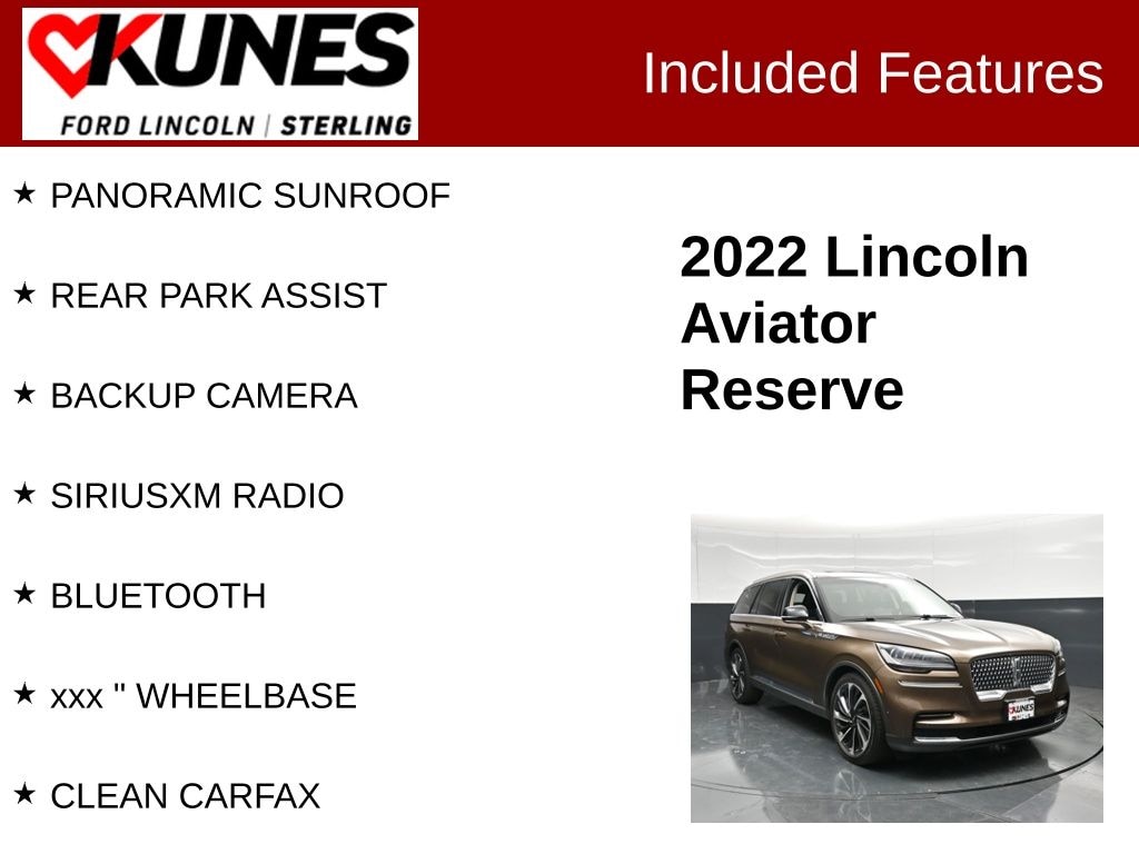 Certified 2022 Lincoln Aviator Reserve Premium SUV