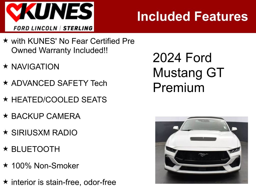 Certified 2024 Ford Mustang GT Premium with VIN 1FAGP8FF1R5103633 for sale in Sterling, IL