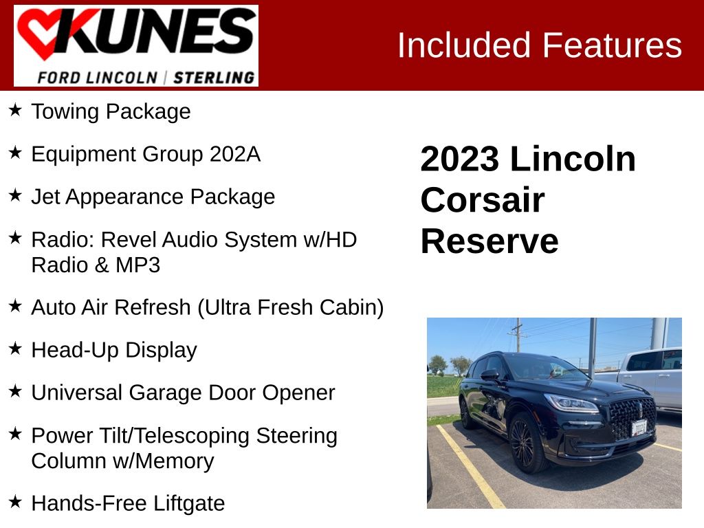 Certified 2023 Lincoln Corsair Reserve with VIN 5LMCJ2DA8PUL07212 for sale in Sterling, IL