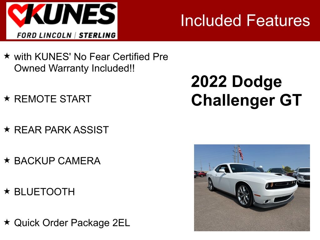 Used 2022 Dodge Challenger GT with VIN 2C3CDZJG5NH174591 for sale in Sterling, IL