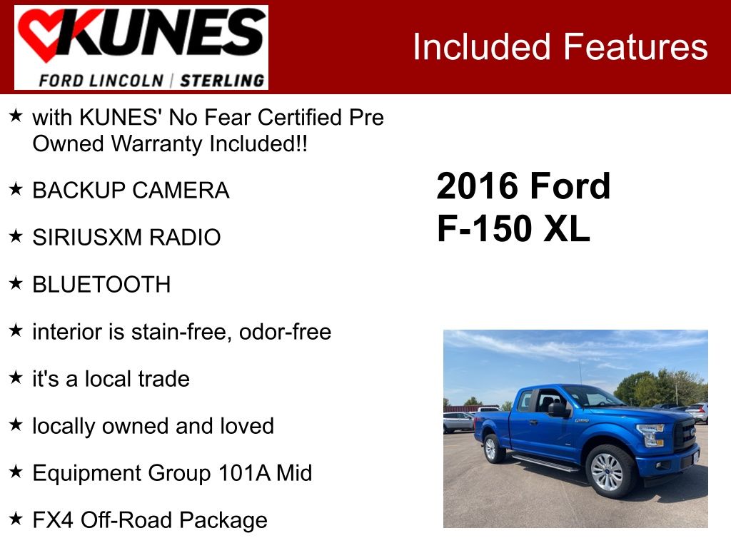 Used 2016 Ford F-150 XL with VIN 1FTEX1EPXGKF34750 for sale in Sterling, IL