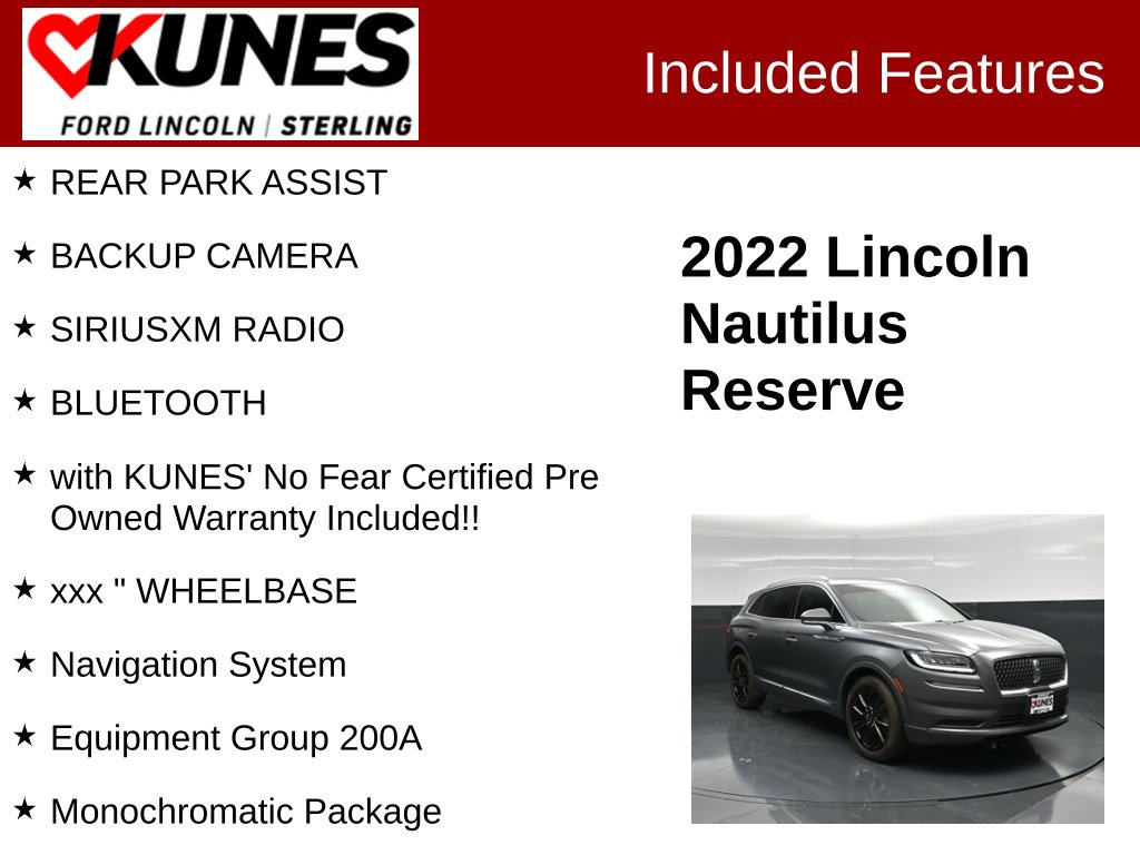 Certified 2022 Lincoln Nautilus Reserve 200A SUV