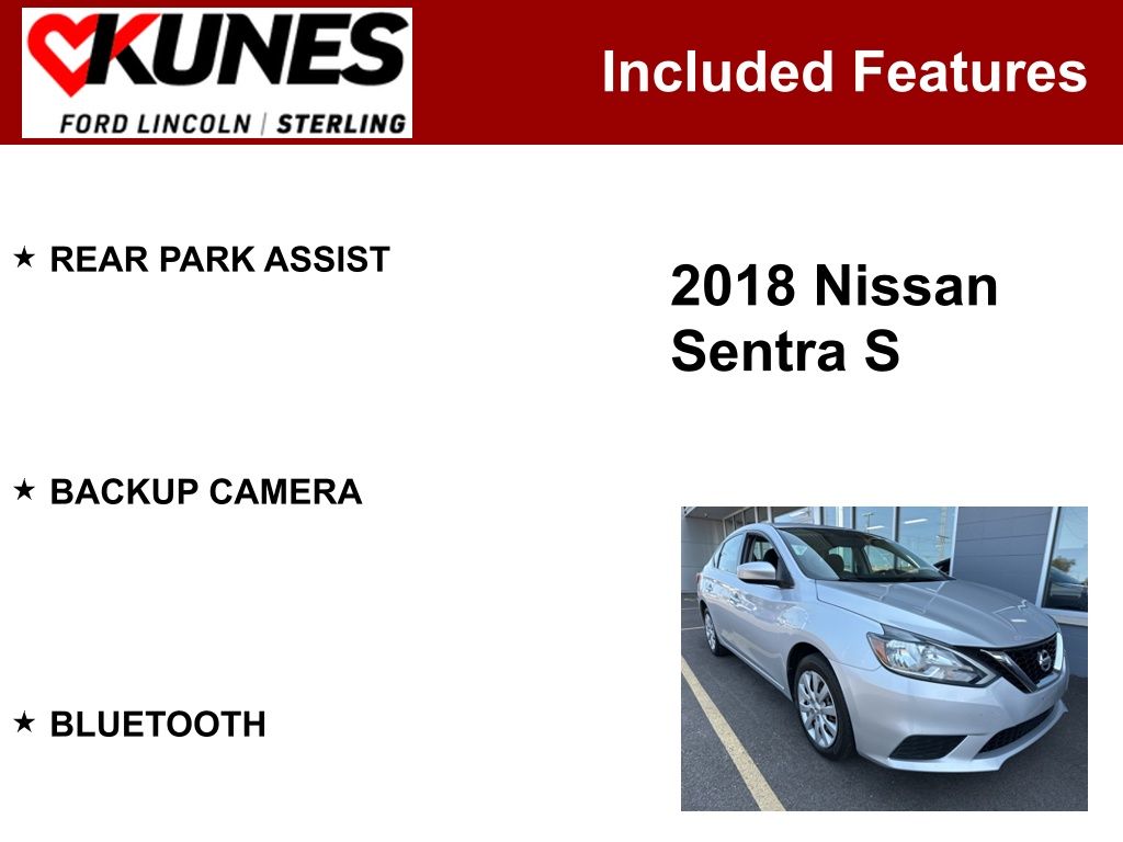 Used 2018 Nissan Sentra S with VIN 3N1AB7APXJY290938 for sale in Sterling, IL