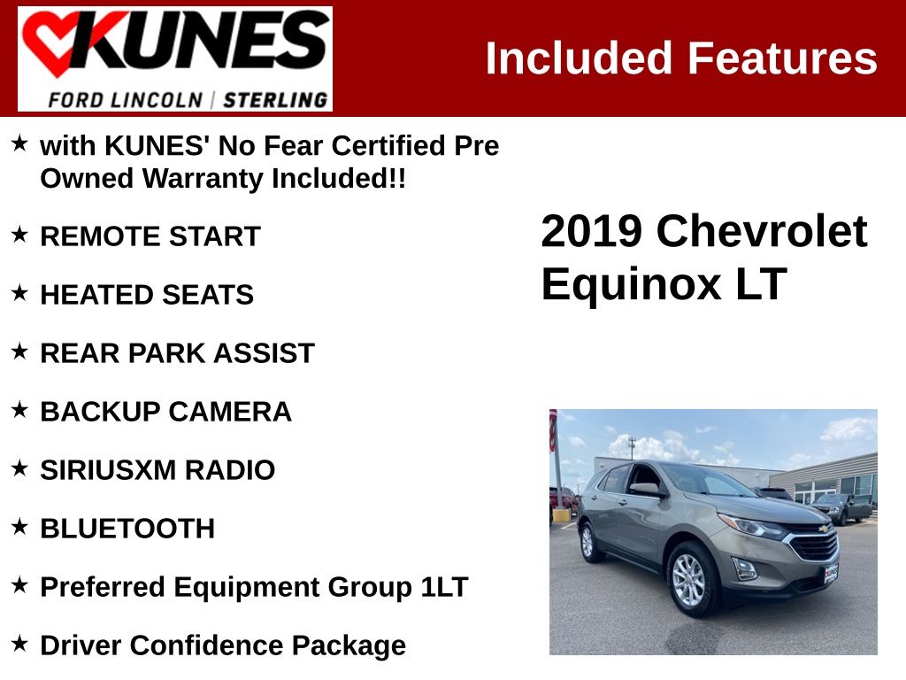 Used 2019 Chevrolet Equinox LT with VIN 3GNAXUEV5KS567657 for sale in Sterling, IL