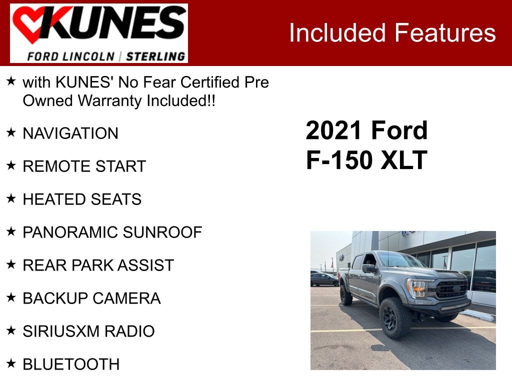 Used 2021 Ford F-150 XLT with VIN 1FTFW1E57MFC82160 for sale in Sterling, IL