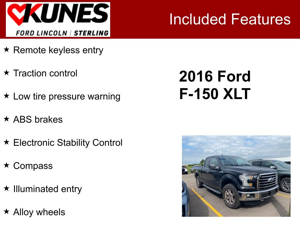 Used 2016 Ford F-150 XLT with VIN 1FTFX1EG8GKD22997 for sale in Sterling, IL