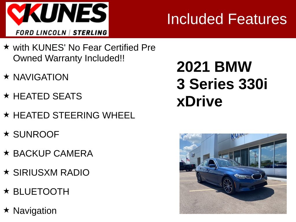 Used 2021 BMW 3 Series 330i with VIN 3MW5R7J03M8B71952 for sale in Sterling, IL