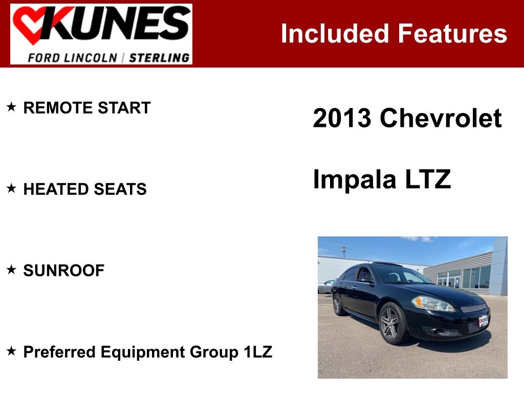 Used 2013 Chevrolet Impala LTZ with VIN 2G1WC5E34D1229804 for sale in Sterling, IL