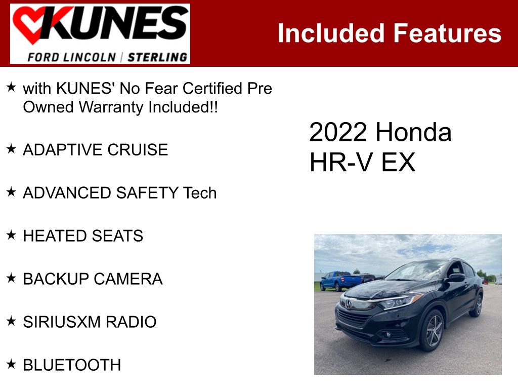 Used 2022 Honda HR-V EX with VIN 3CZRU6H54NM768013 for sale in Sterling, IL