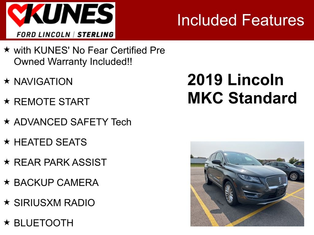 Certified 2019 Lincoln MKC Base with VIN 5LMCJ1C99KUL51102 for sale in Sterling, IL