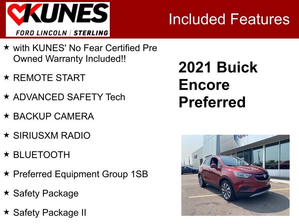 Used 2021 Buick Encore Preferred with VIN KL4CJESB6MB336570 for sale in Sterling, IL