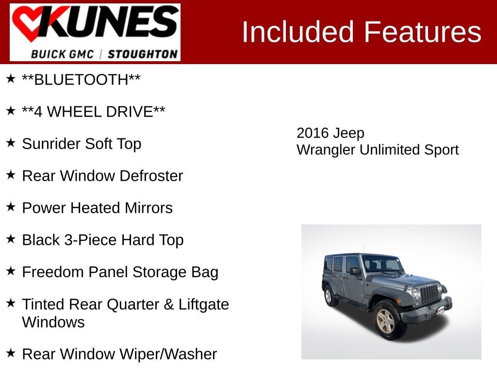 Used 2016 Jeep Wrangler Unlimited Sport