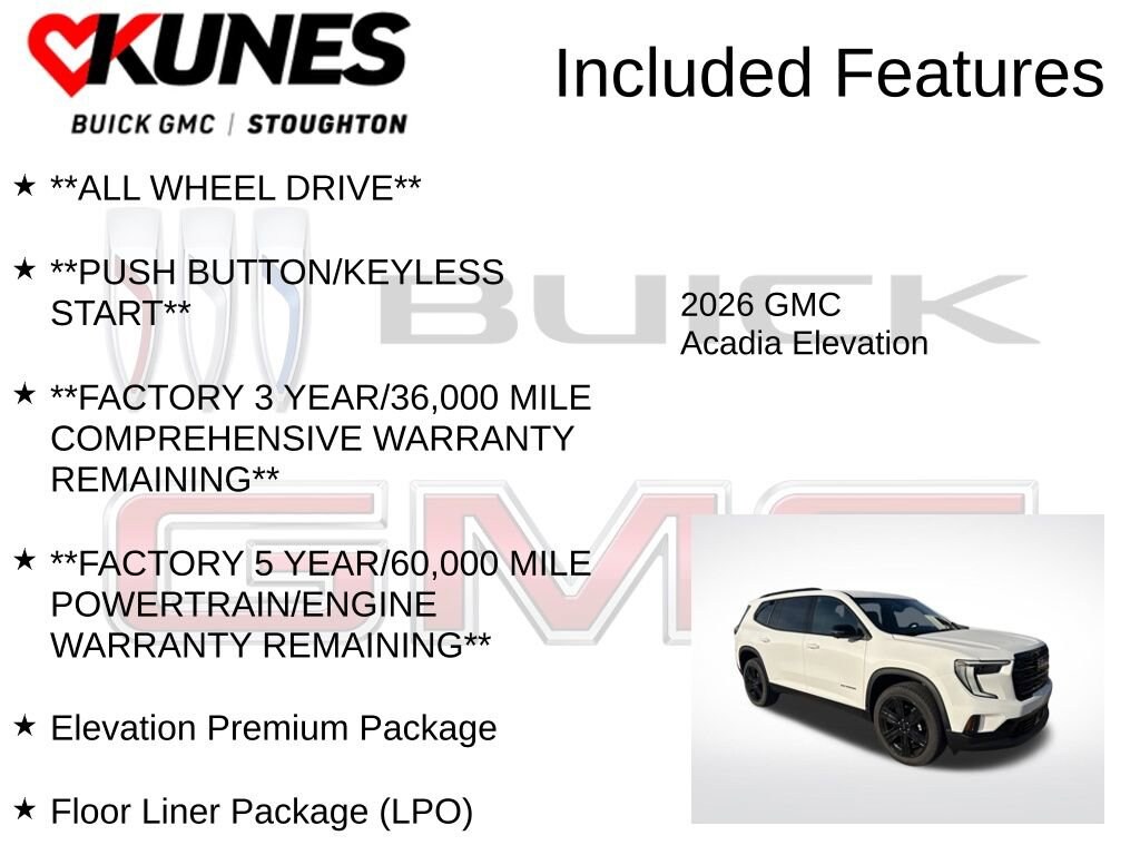 New 2026 GMC Acadia Elevation SUV
