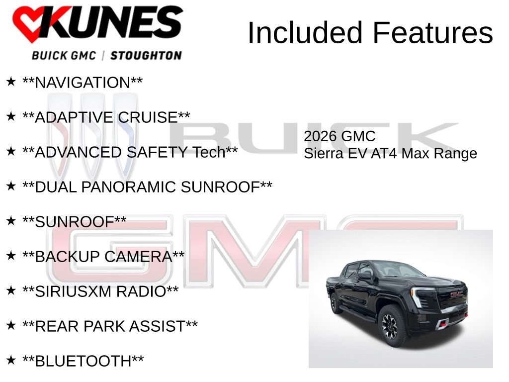 Used 2026 GMC Sierra EV AT4 with VIN 1GT4EVEL7TU400377 for sale in Stoughton, WI