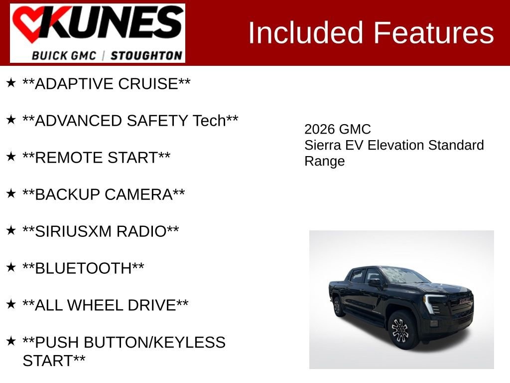 Used 2026 GMC Sierra EV Elevation with VIN 1GT1ESEHXTU400547 for sale in Stoughton, WI