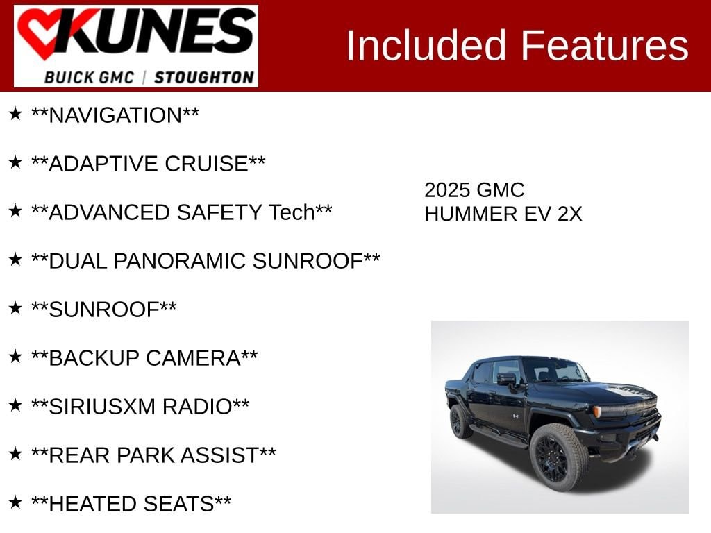 Used 2025 GMC HUMMER EV 2X with VIN 1GT40BDD4SU119305 for sale in Stoughton, WI
