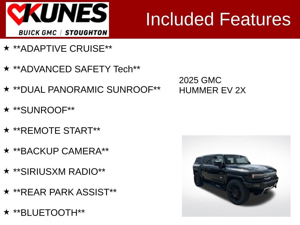 Used 2025 GMC HUMMER EV 2X with VIN 1GKB0NDE4SU104387 for sale in Stoughton, WI