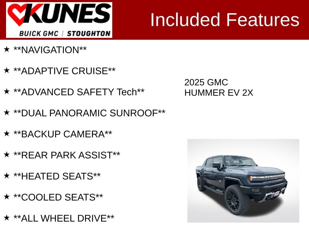 Used 2025 GMC HUMMER EV 2X with VIN 1GT40BDDXSU119874 for sale in Stoughton, WI