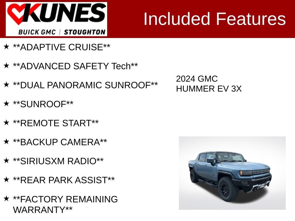 Used 2024 GMC HUMMER EV 3X with VIN 1GT40EDA0RU109887 for sale in Stoughton, WI