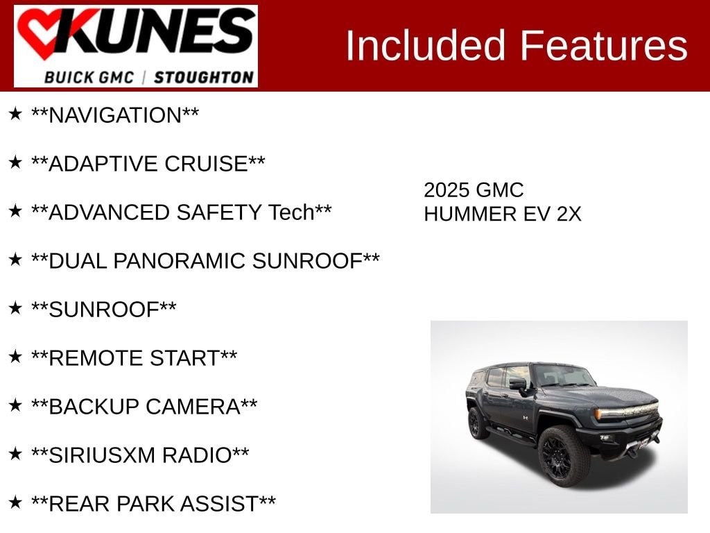 Used 2025 GMC HUMMER EV 2X with VIN 1GKT0NDE5SU120280 for sale in Stoughton, WI