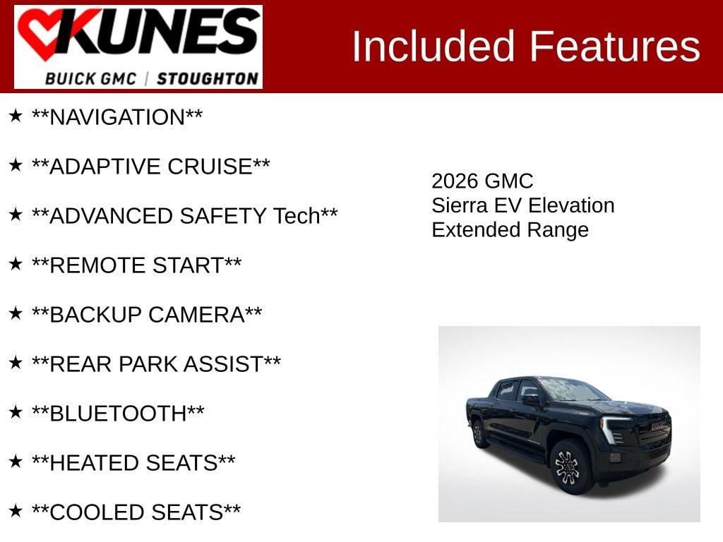 Used 2026 GMC Sierra EV Elevation with VIN 1GT1ETED8TU402770 for sale in Stoughton, WI