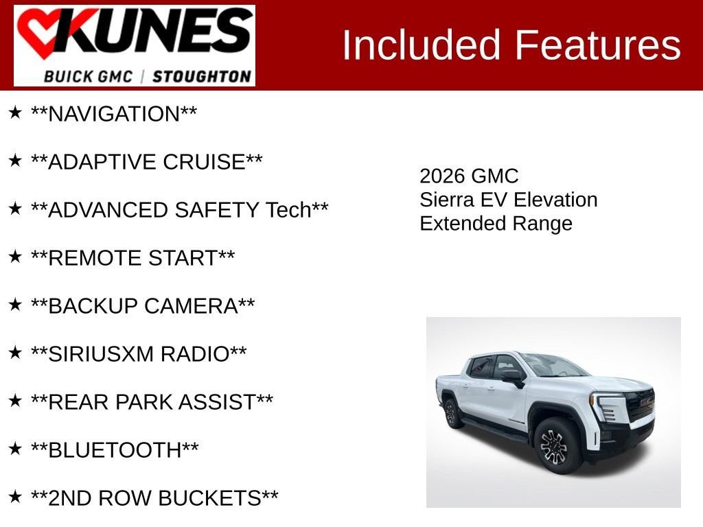 Used 2026 GMC Sierra EV Elevation with VIN 1GT1ETED6TU400175 for sale in Stoughton, WI
