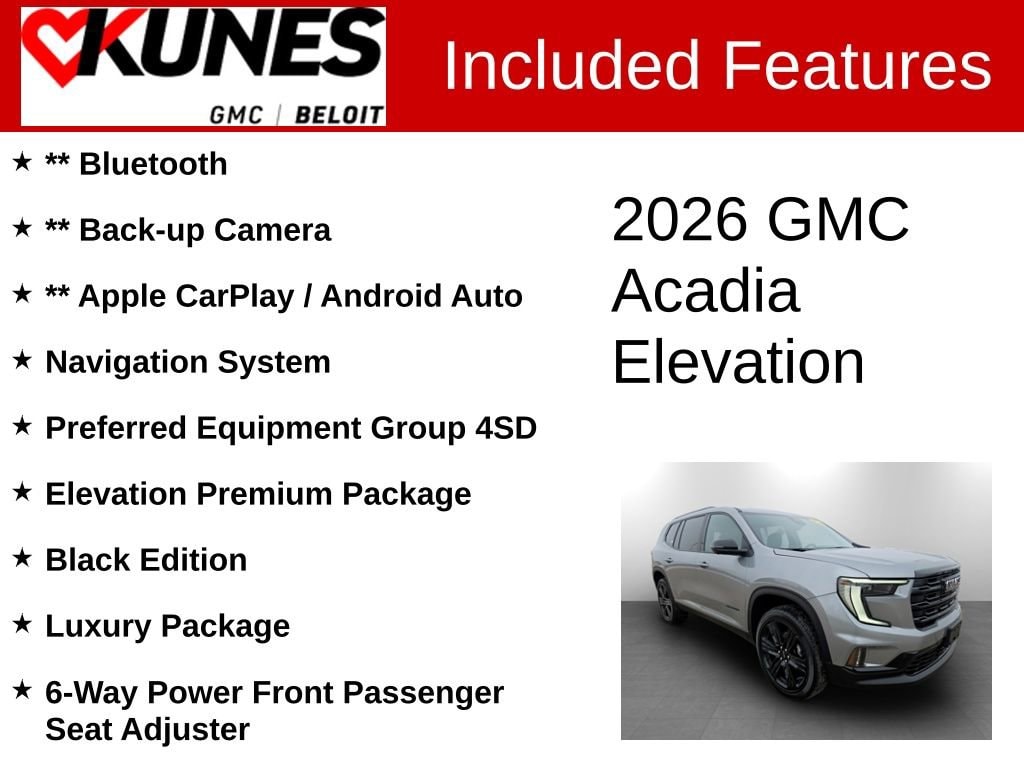 New 2026 GMC Acadia Elevation SUV