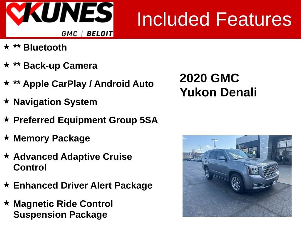 Used 2020 GMC Yukon Denali with VIN 1GKS2CKJ2LR141523 for sale in Beloit, WI