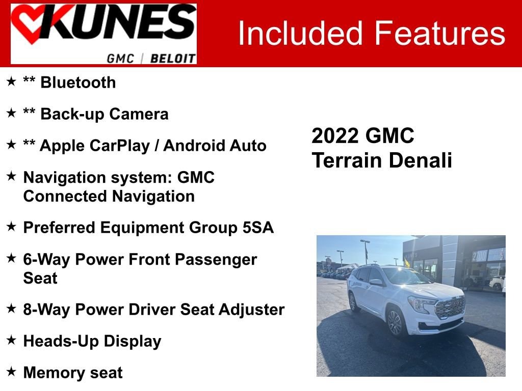 Used 2022 GMC Terrain Denali with VIN 3GKALXEV6NL246770 for sale in Beloit, WI