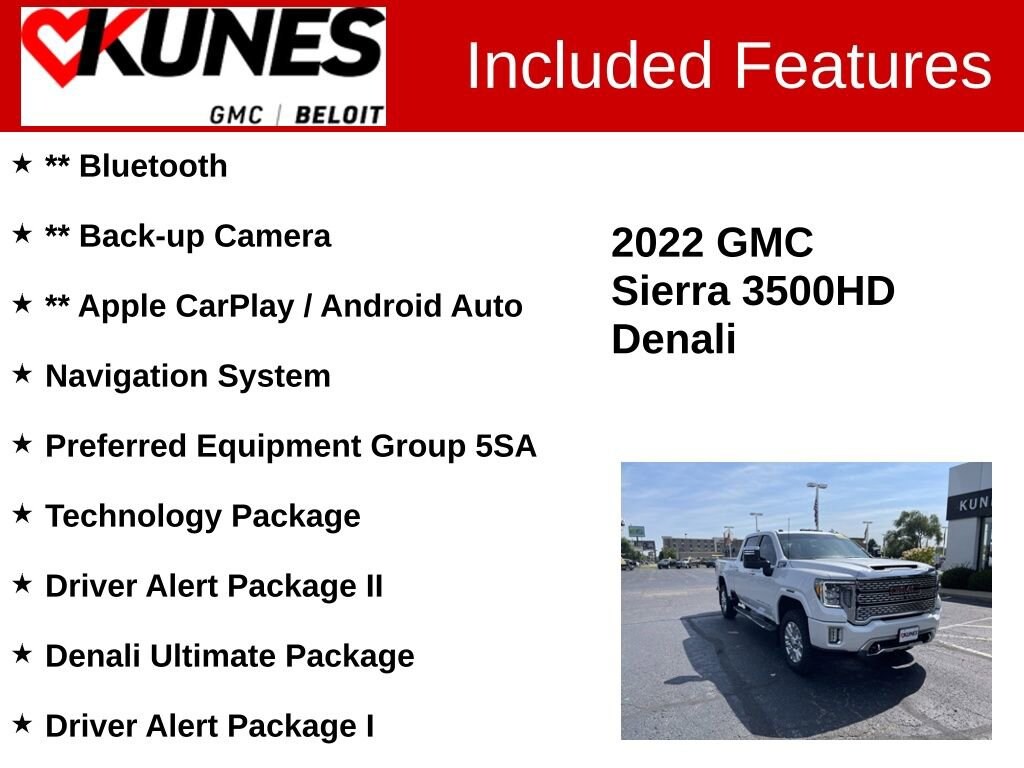 Used 2022 GMC Sierra 3500 Denali HD Denali with VIN 1GT49WEY2NF246223 for sale in Beloit, WI