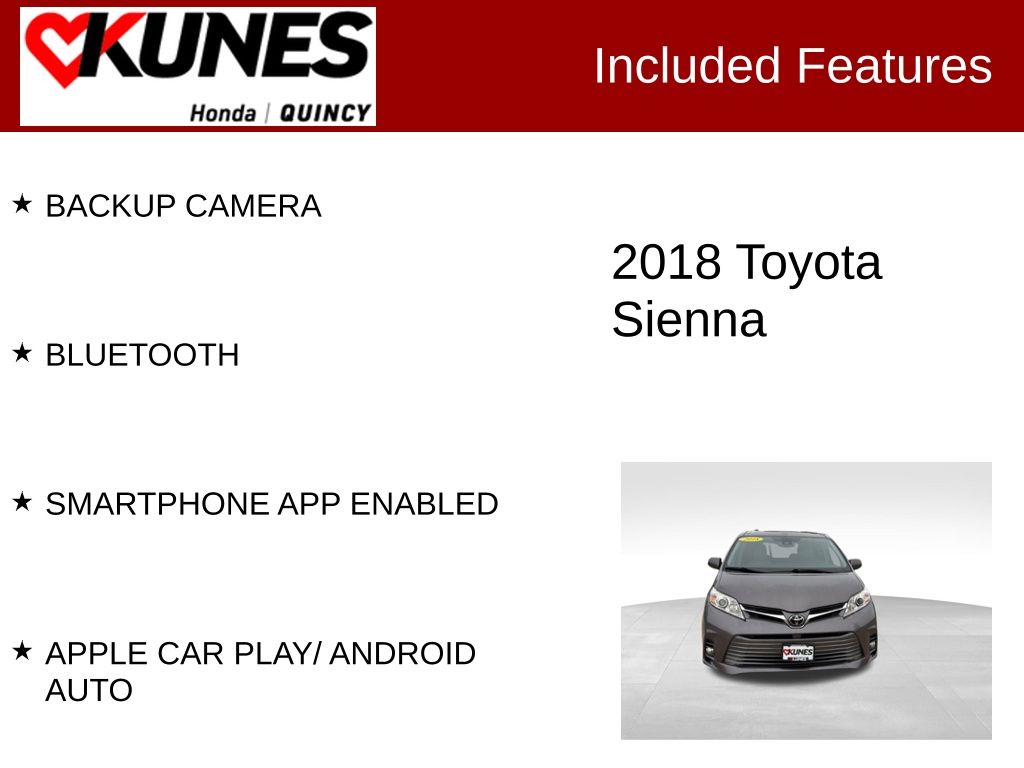 Used 2018 Toyota Sienna XLE with VIN 5TDYZ3DC4JS911736 for sale in Macomb, IL