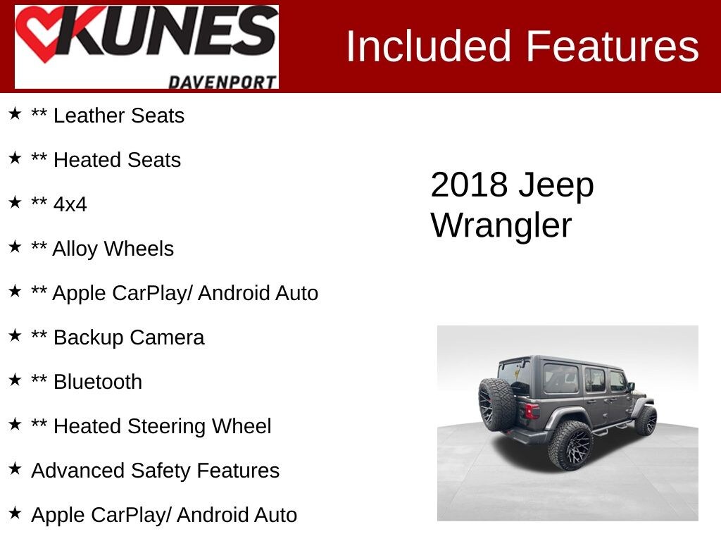 Used 2018 Jeep Wrangler Unlimited Sahara 4x4 SUV