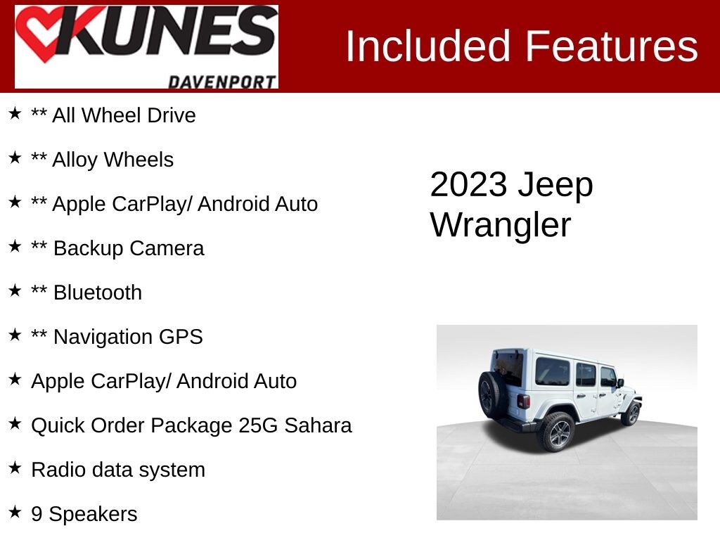 Used 2023 Jeep Wrangler 4-DOOR SAHARA 4X4 SUV