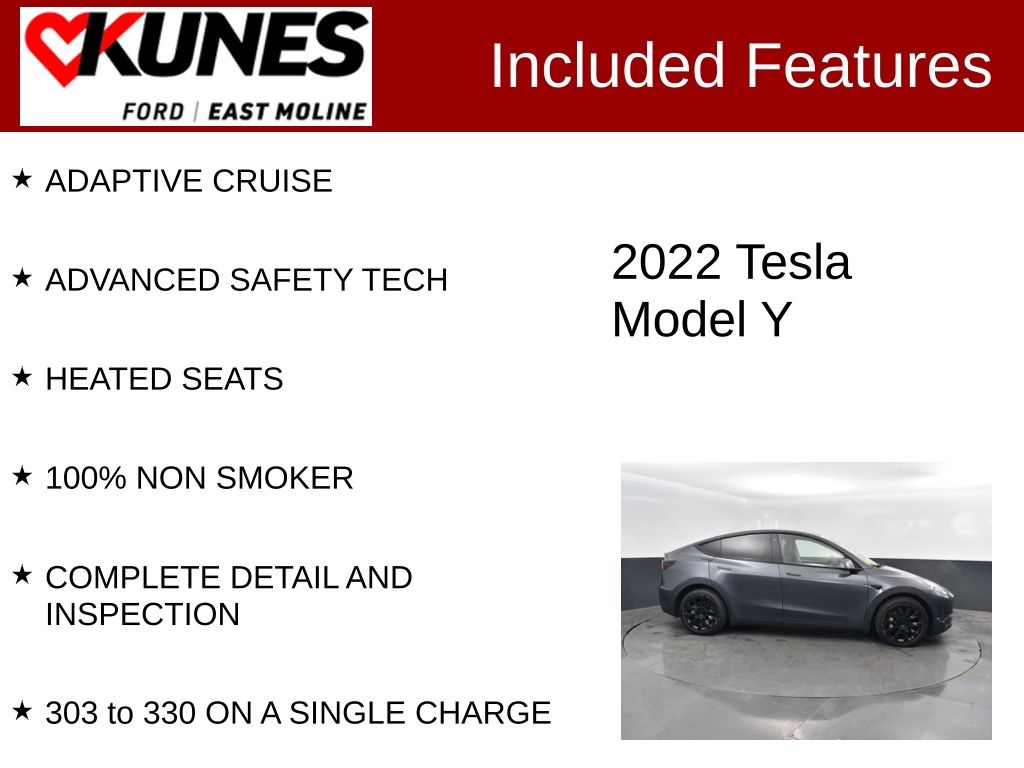 Used 2022 Tesla Model Y Long Range with VIN 7SAYGDEE1NF387115 for sale in Mount Carroll, IL