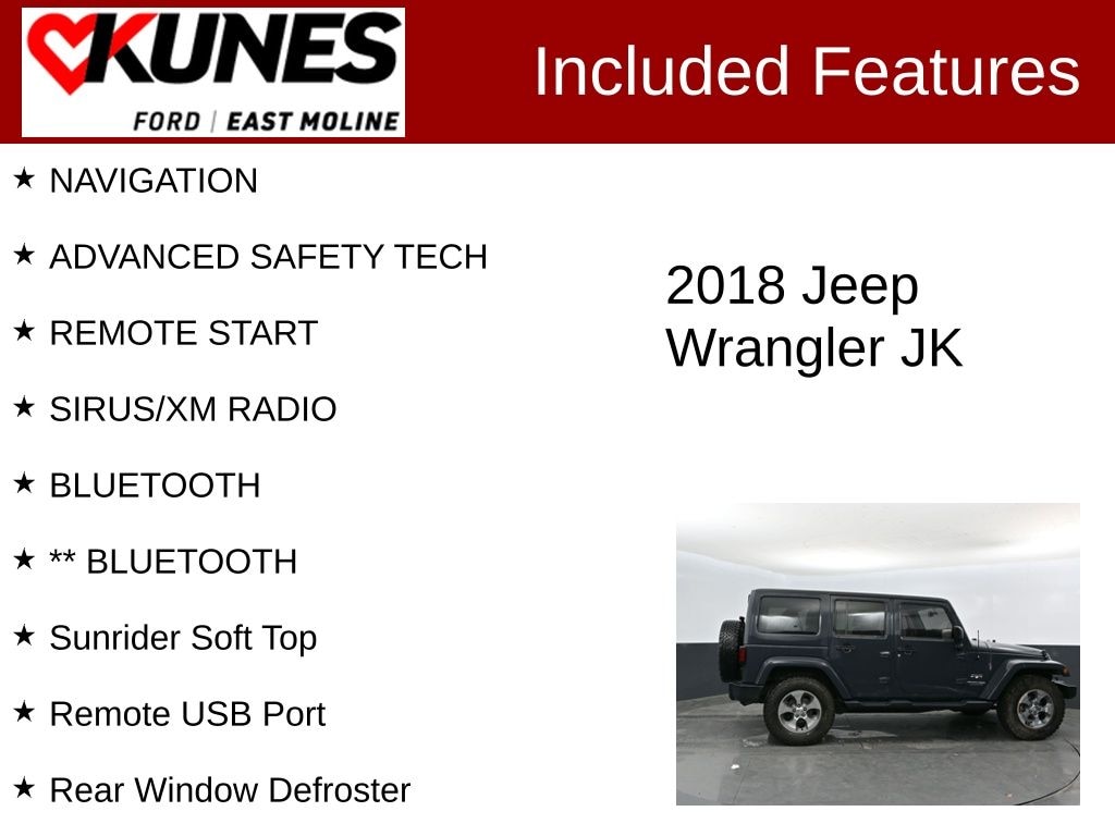 Used 2018 Jeep Wrangler JK Unlimited Sahara SUV