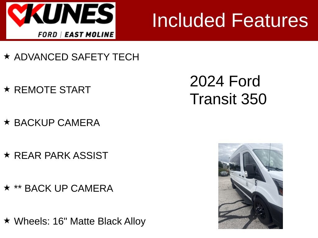 Used 2024 Ford Transit-350 Passenger XL Wagon Medium Roof Van