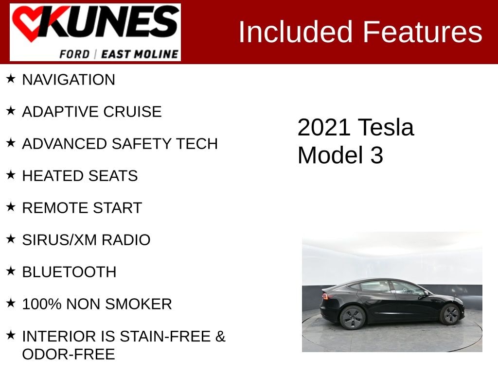 Used 2021 Tesla Model 3 Standard Range Plus Sedan