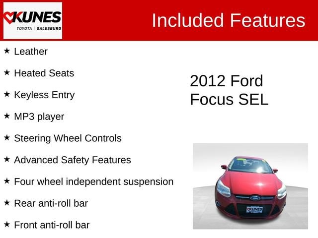 Used 2012 Ford Focus SEL with VIN 1FAHP3H21CL463697 for sale in Galesburg, IL