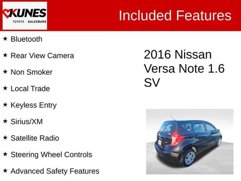 Used 2016 Nissan Versa Note SV Hatchback