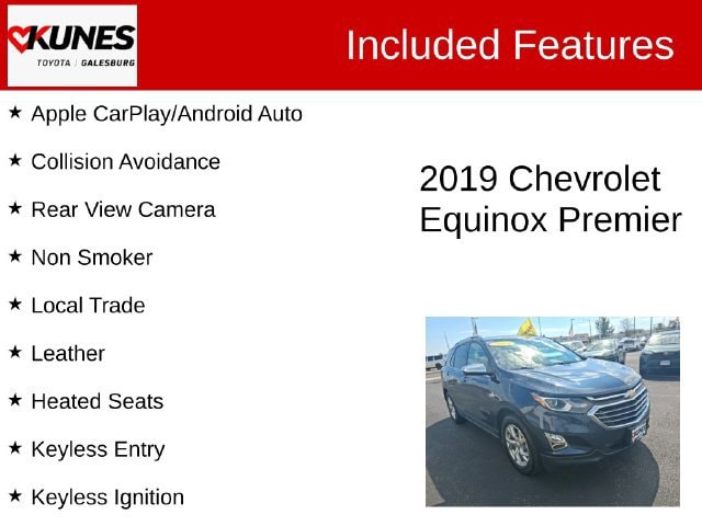 Used 2019 Chevrolet Equinox Premier with VIN 3GNAXNEV9KL310713 for sale in Galesburg, IL