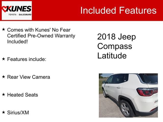 Used 2018 Jeep Compass Latitude with VIN 3C4NJDBB4JT349479 for sale in Galesburg, IL