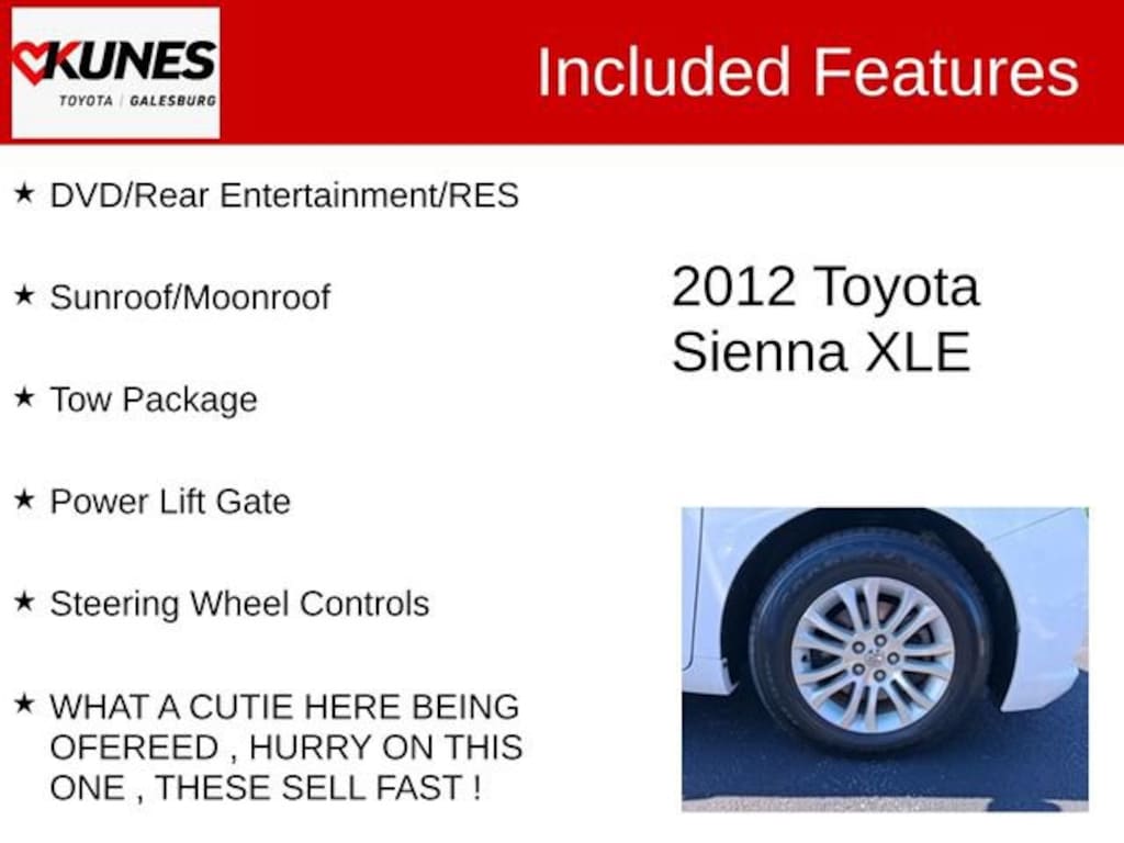 Used 2012 Toyota Sienna XLE V6 8 Passenger Van