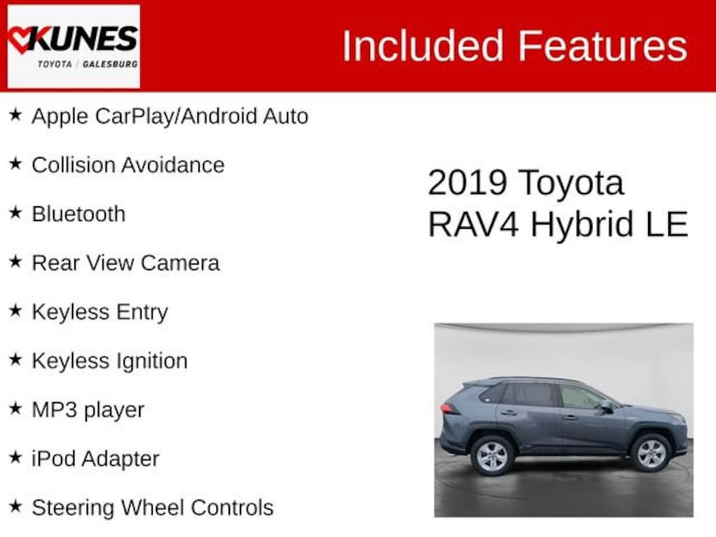 Used 2019 Toyota RAV4 Hybrid LE SUV