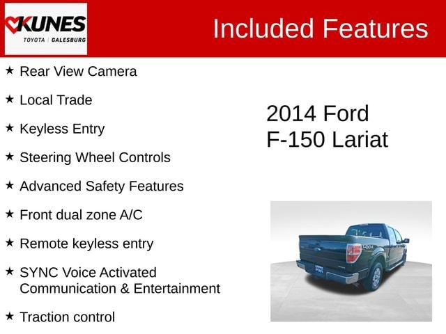 Used 2014 Ford F-150 Lariat with VIN 1FTFW1EF2EKD16832 for sale in Galesburg, IL