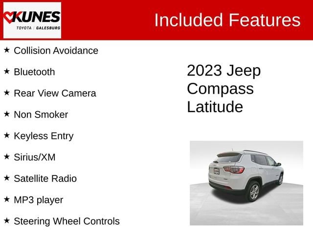 Used 2023 Jeep Compass Latitude with VIN 3C4NJDBN4PT562189 for sale in Galesburg, IL