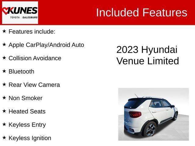 Used 2023 Hyundai Venue Limited with VIN KMHRC8A35PU248104 for sale in Galesburg, IL