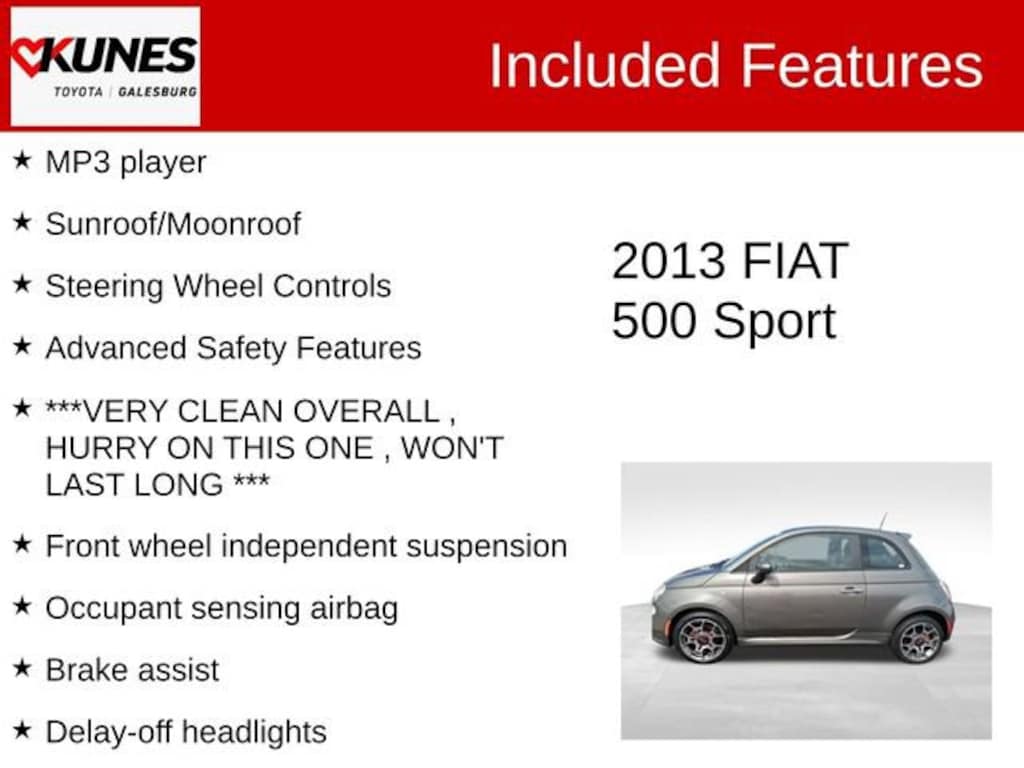 Used 2013 FIAT 500 Sport Hatchback