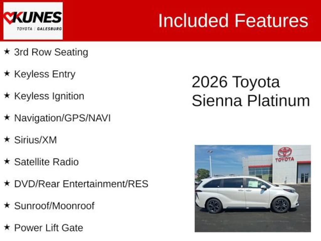 New 2026 Toyota Sienna Platinum 7 PASSENGER